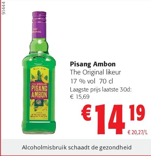 Pisang Ambon The Original likeur 17 % vol 70 cl