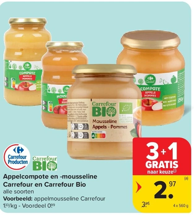 Appelcompote en -mousseline Carrefour en Carrefour Bio