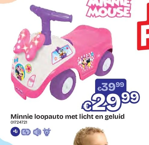 Minnie loopauto met licht en geluid