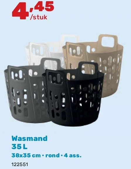 Wasmand 35 L 38x35 cm • rond • 4 ass