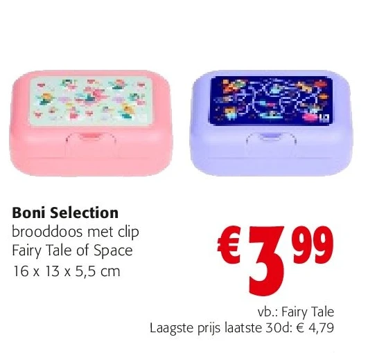Boni Selection brooddoos met clip Fairy Tale of Space 16 x 13 x 5,5 cm