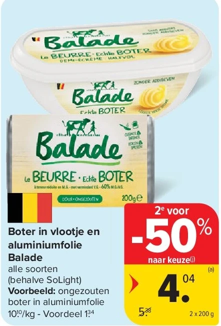 Boter in vlootje en aluminiumfolie Balade