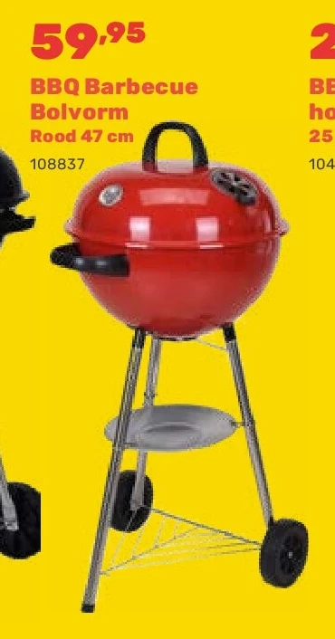 BBQ Barbecue Bolvorm Rood 47 cm