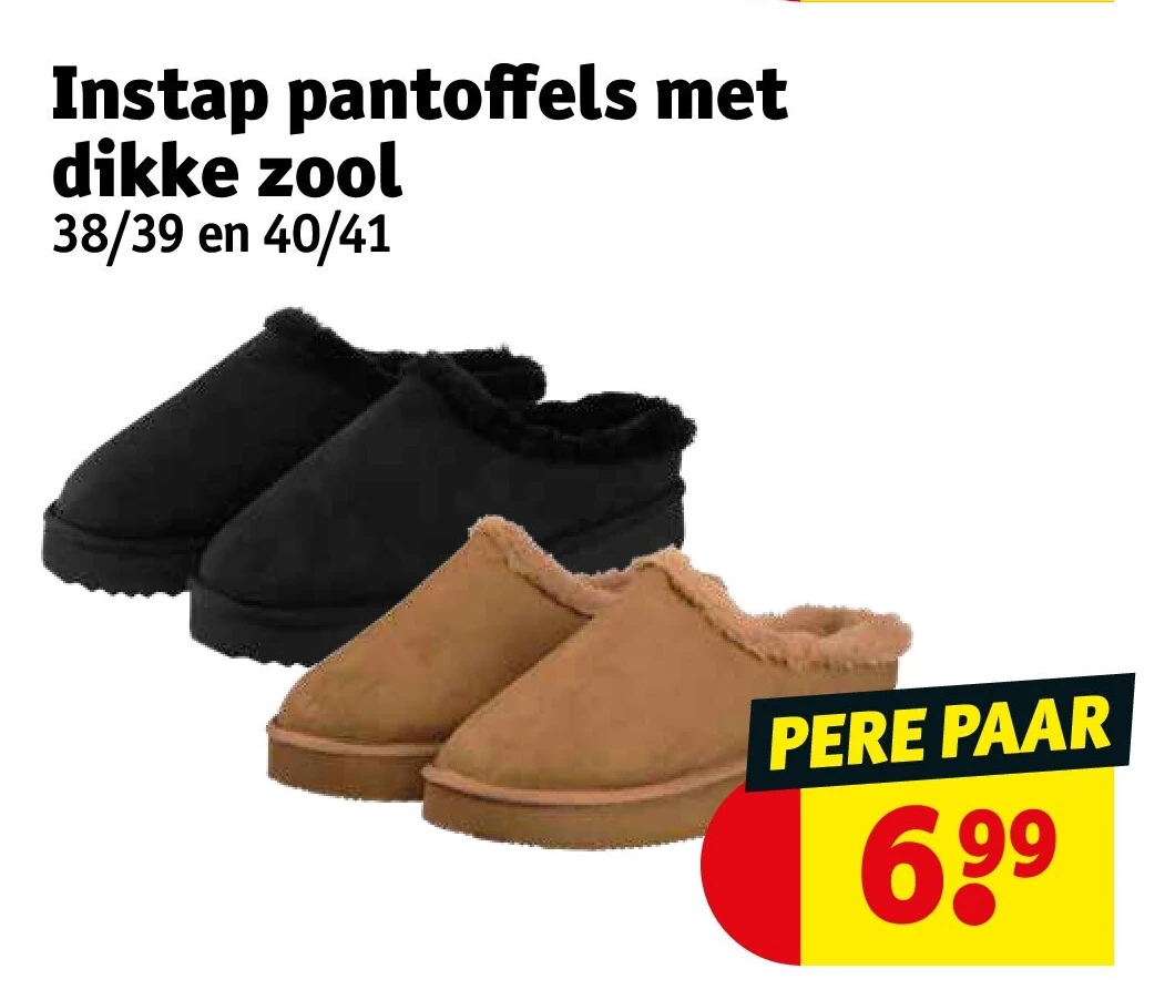 Instap pantoffels met dikke zool