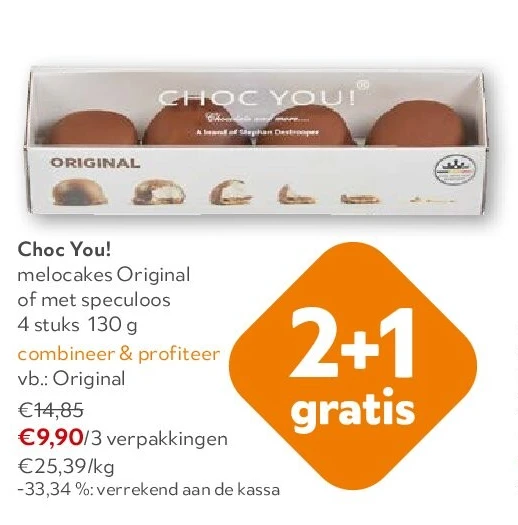 Choc You! melocakes Original of met speculoos 4 stuks 130 g