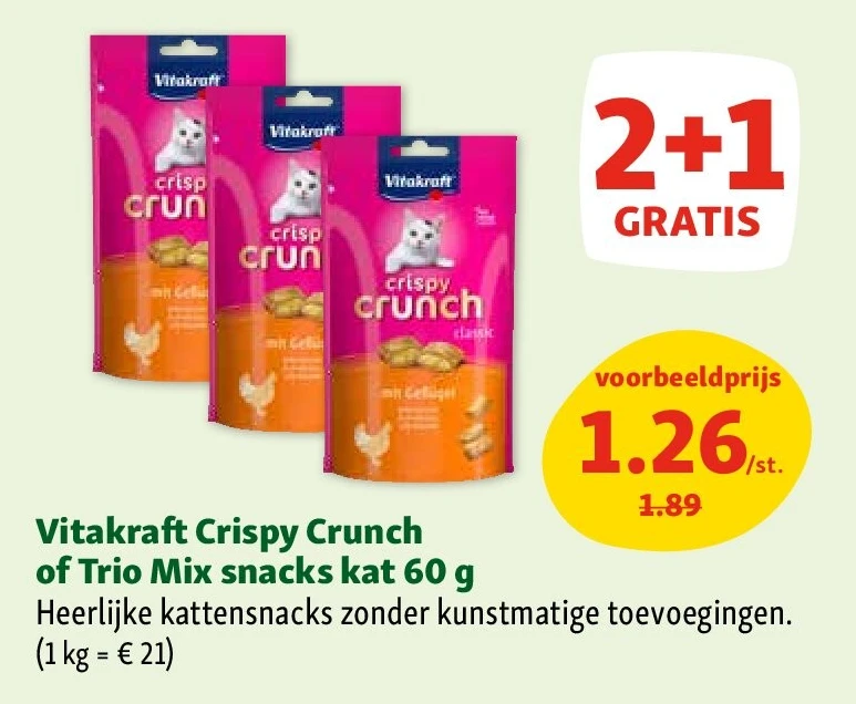 Vitakraft Crispy Crunch of Trio Mix snacks kat 60 g