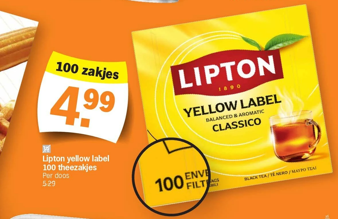Lipton yellow label 100 theezakjes