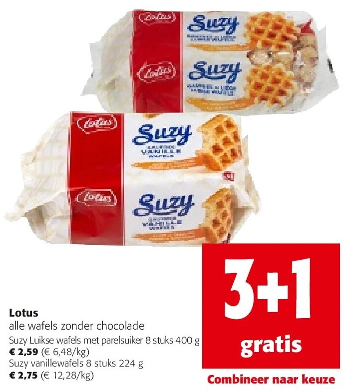 Lotus Suzy Luikse wafels met parelsuiker 8 stuks 400 g