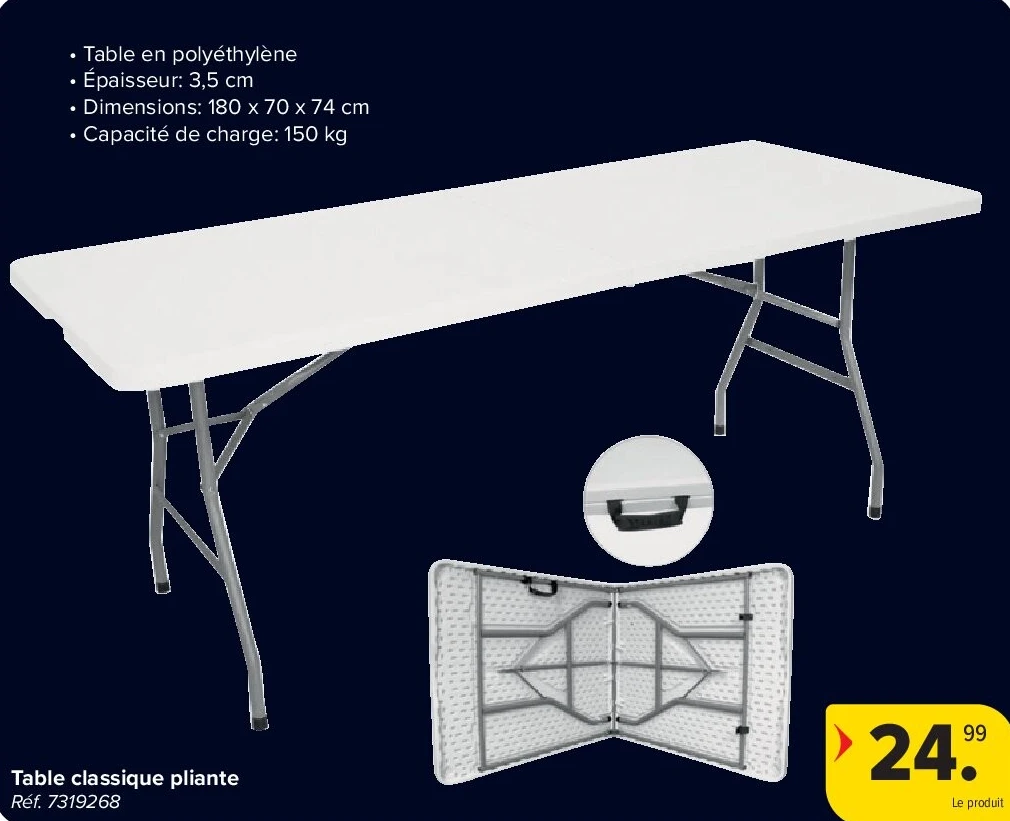 Table classique pliante