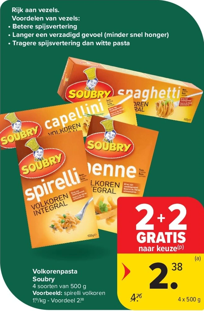 Volkorenpasta Soubry