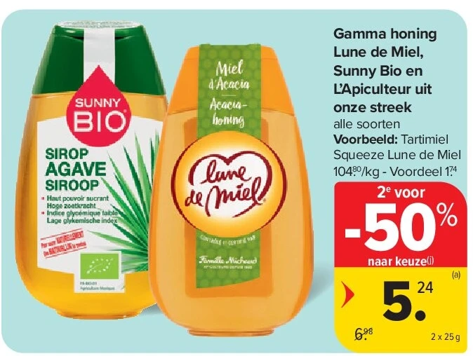 Gamma honing Lune de Miel, Sunny Bio en L’Apiculteur uit onze streek