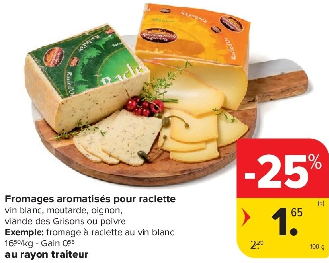 Fromages aromatisés pour raclette 100 g