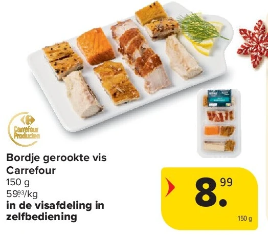 Bordje gerookte vis Carrefour