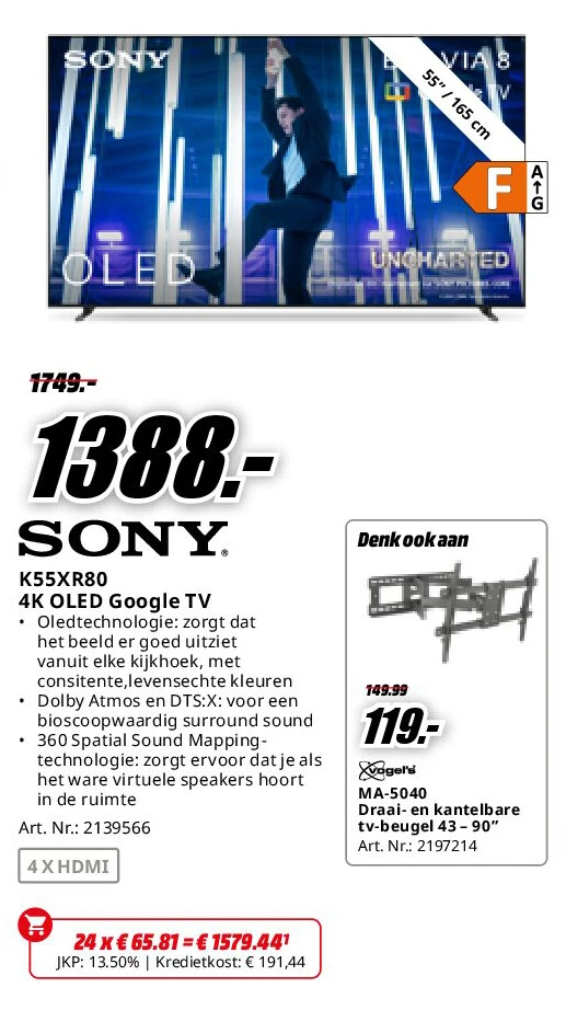 SONY K55XR80 4K OLED Google TV