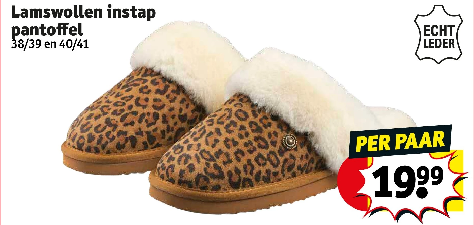 Lamswollen instap pantoffel