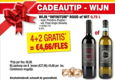 WIJN "INFINITUM" ROOD of WIT 0,75 L
