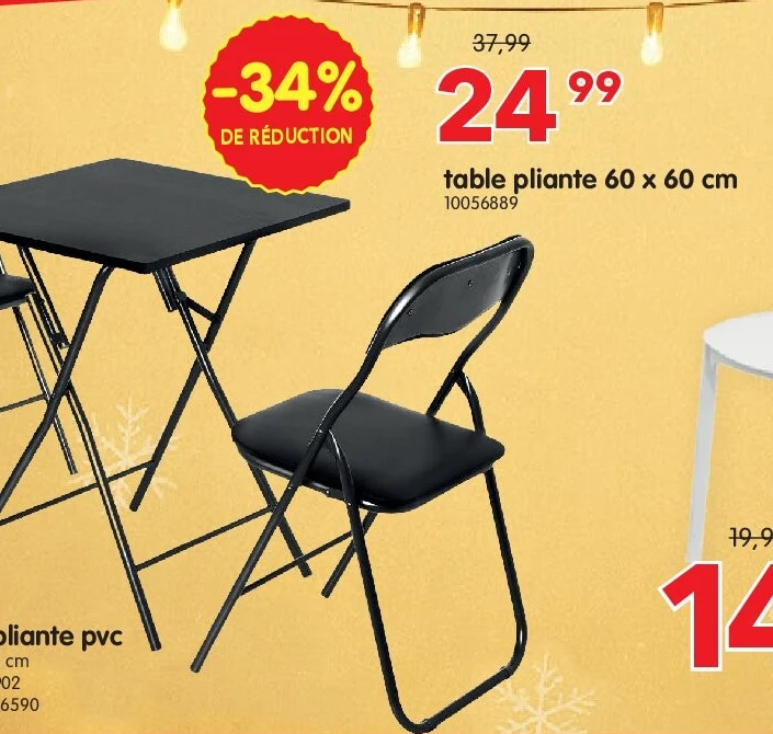 table pliante 60 x 60 cm