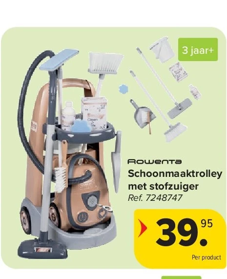 Schoonmaaktrolley met stofzuiger