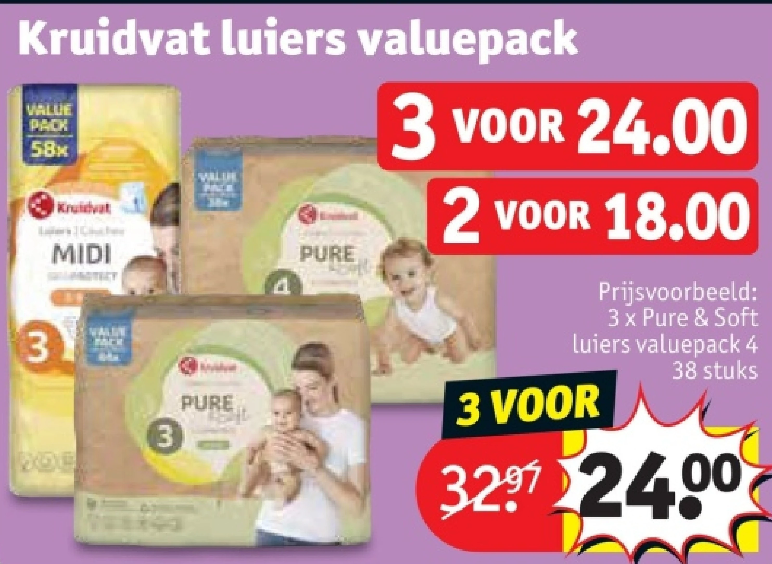 3 x Pure & Soft luiers valuepack 4 38 stuks