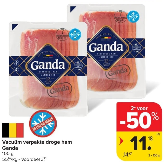 Vacuüm verpakte droge ham Ganda