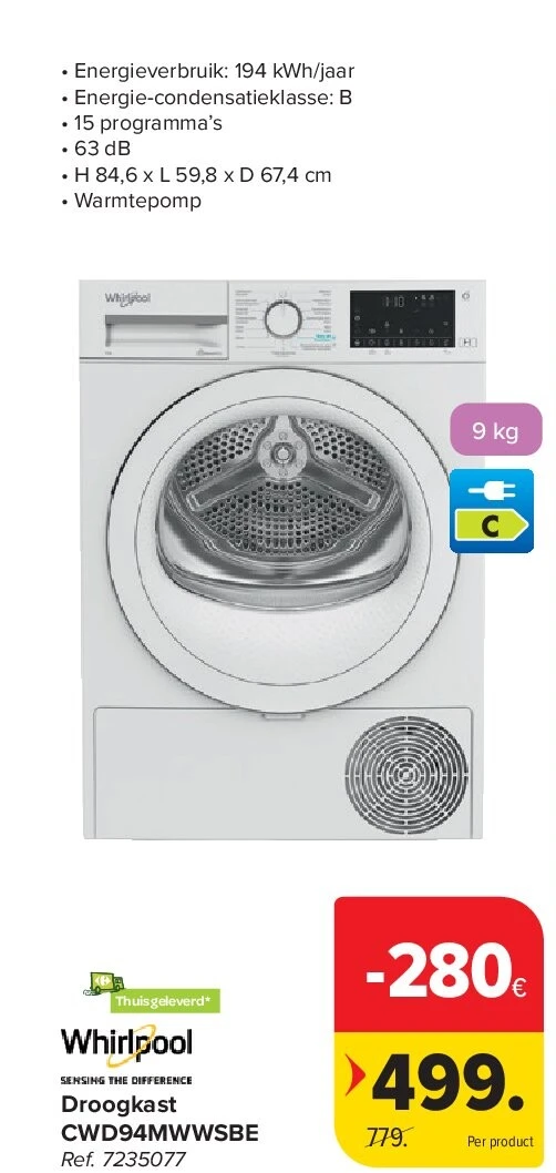 Droogkast CWD94MWWSBE