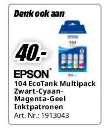 104 EcoTank Multipack Zwart-CyaanMagenta-Geel Inktpatronen