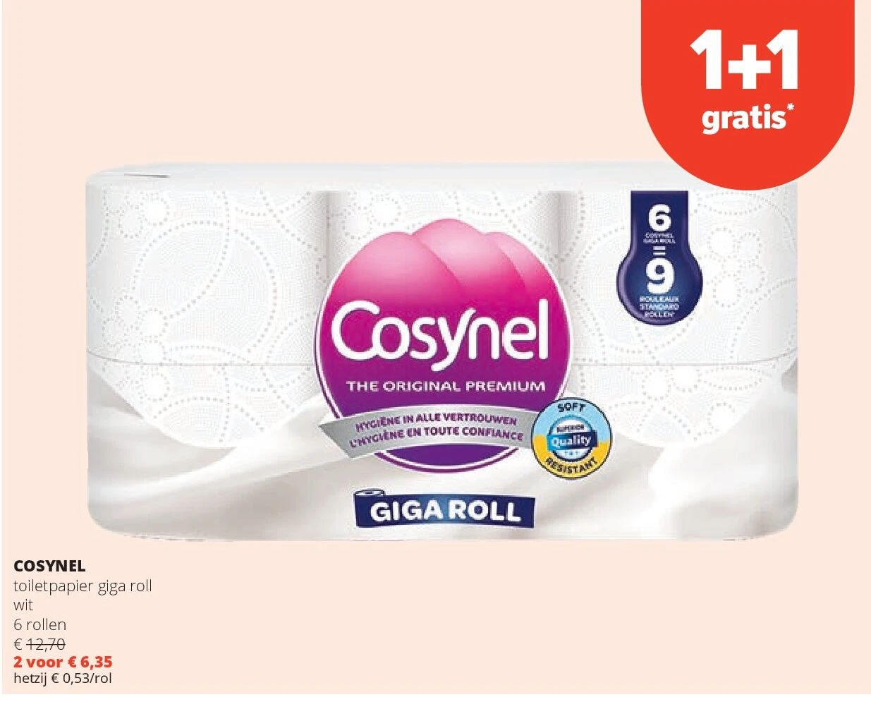 COSYNEL toiletpapier giga roll wit 6 rollen