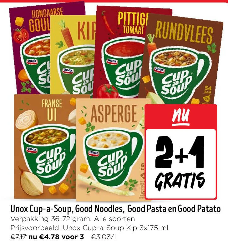 Unox Cup-a-Soup, Good Noodles, Good Pasta en Good Patato
