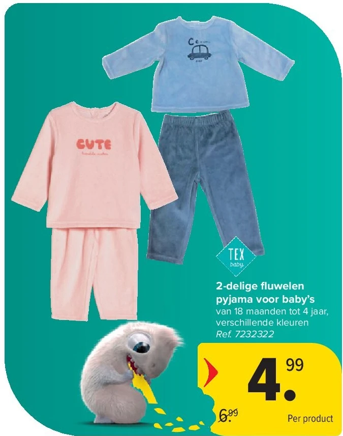 2-delige fl uwelen pyjama voor baby’s