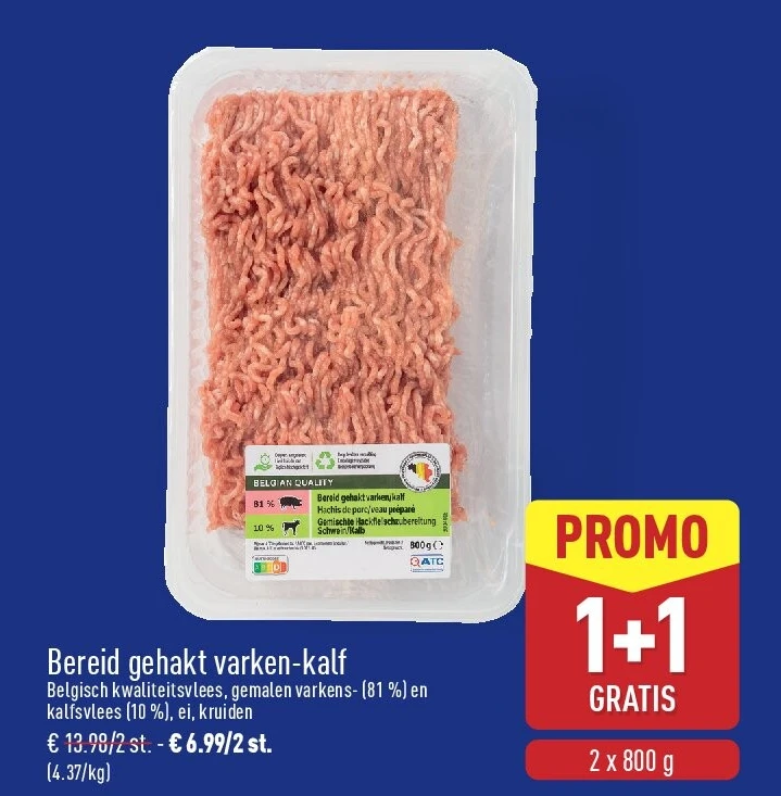 Bereid gehakt varken-kalf