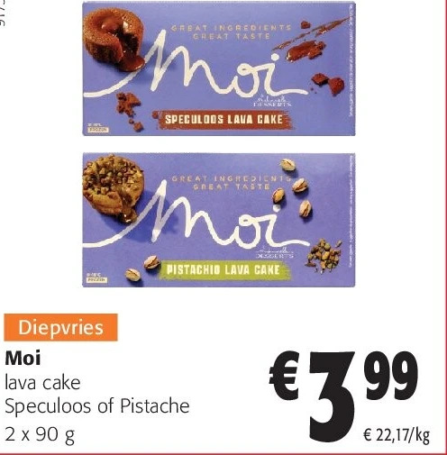 Moi lava cake Speculoos of Pistache 2 x 90 g
