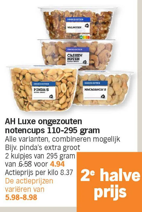 AH Luxe ongezouten notencups 110-295 gram