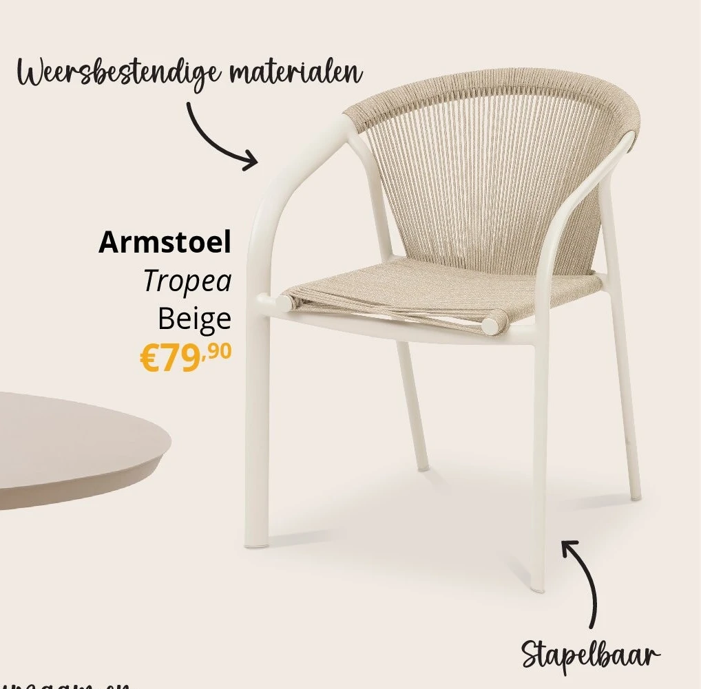 Armstoel Tropea Beige