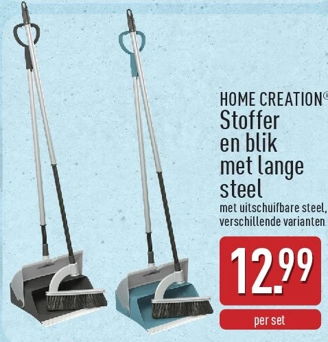 Stoffer en blik met lange steel