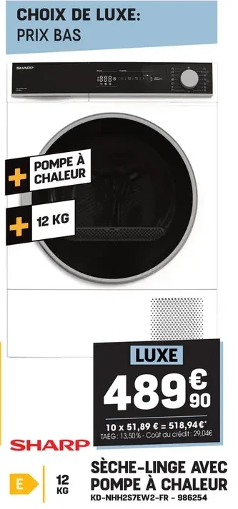 SÈCHE-LINGE AVEC POMPE À CHALEUR