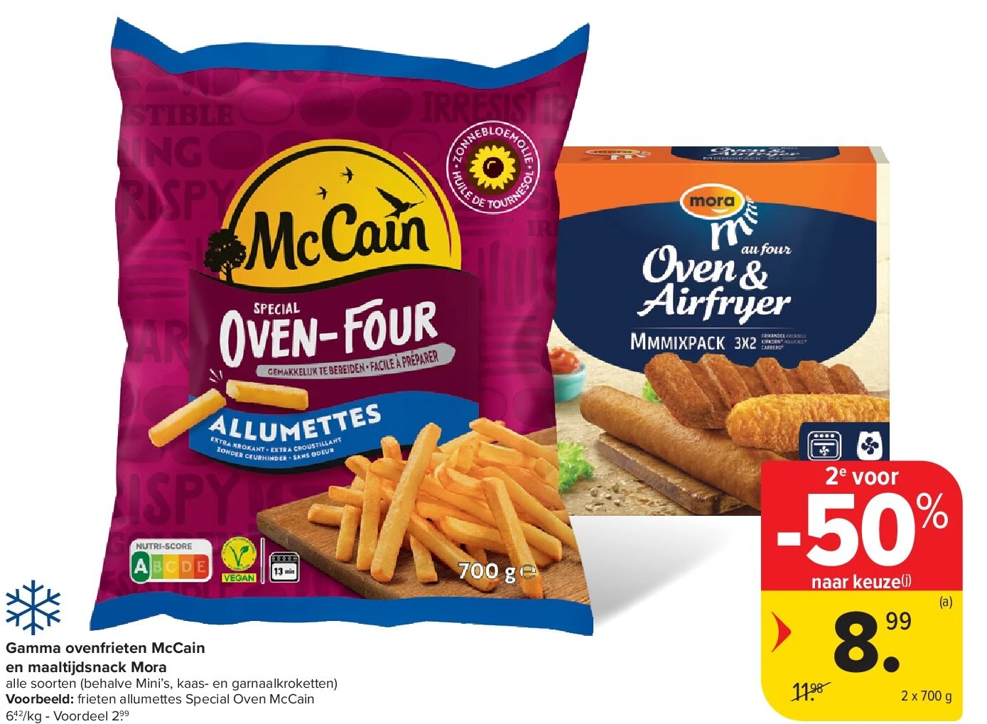 Gamma ovenfrieten McCain en maaltijdsnack Mora