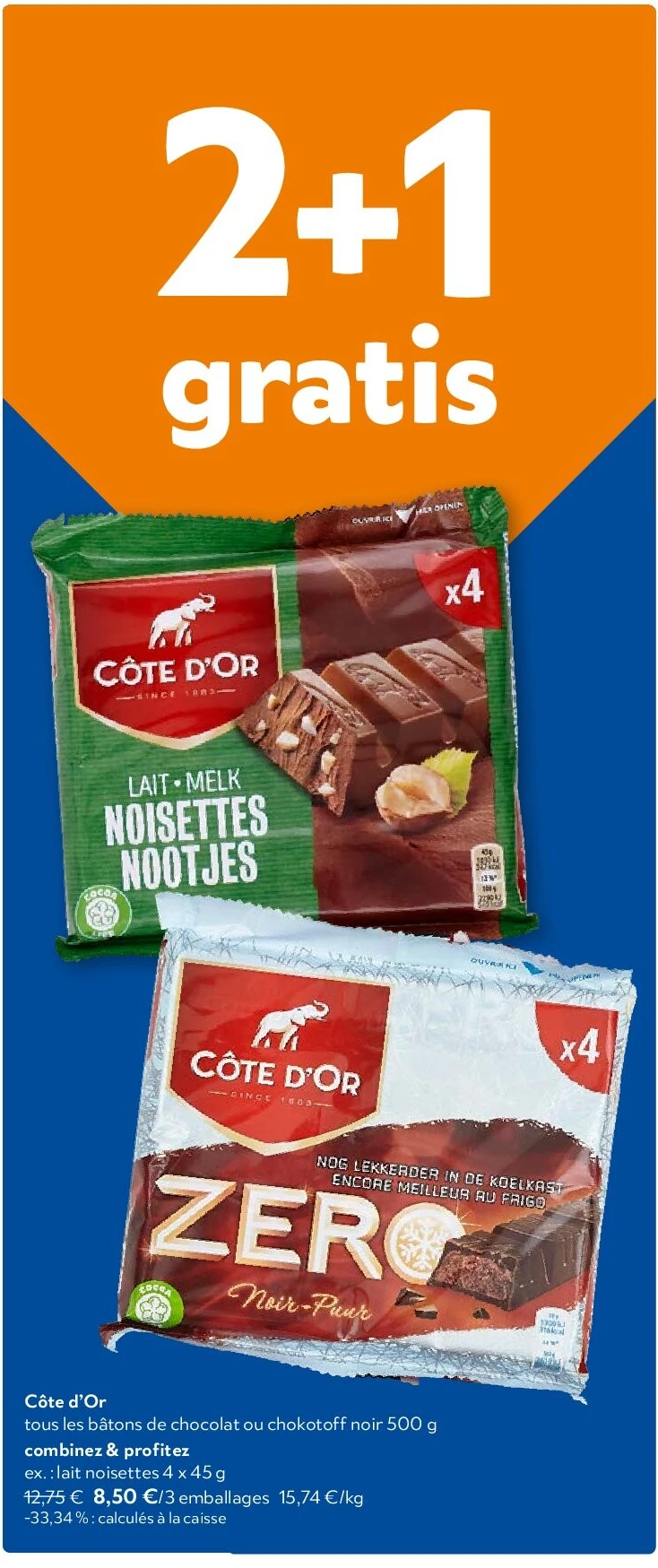 Côte d’Or lait noisettes 4 x 45 g
