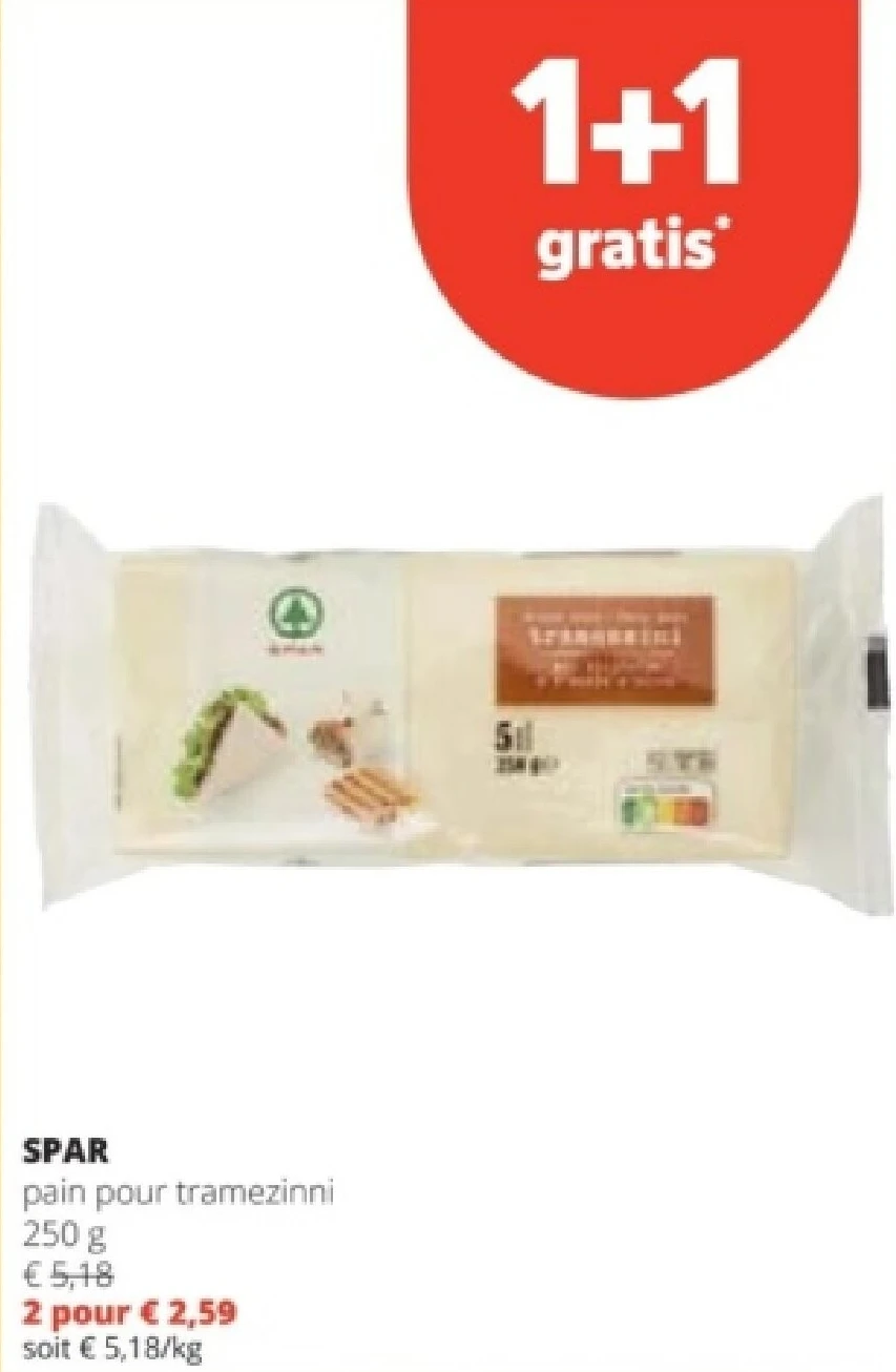SPAR pain pour tramezinni 250 g