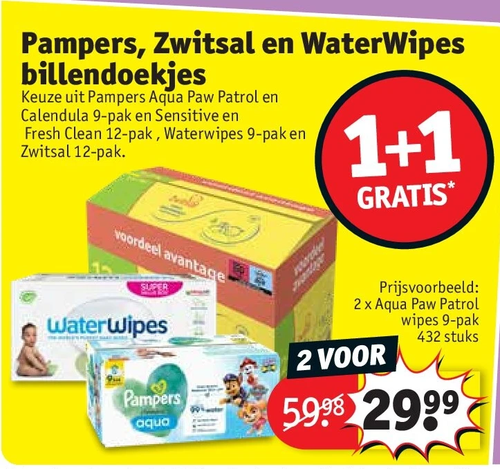 Pampers, Zwitsal en WaterWipes billendoekjes