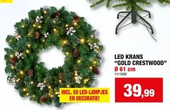 LED KRANS "GOLD CRESTWOOD" GOUD CRESт 61 cm