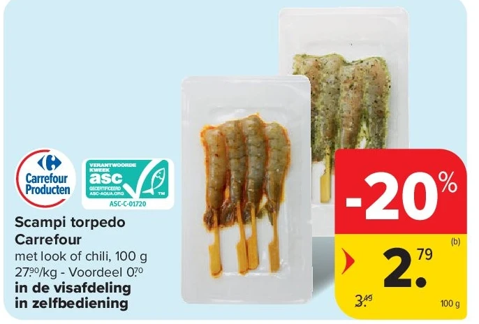 Scampi torpedo Carrefour