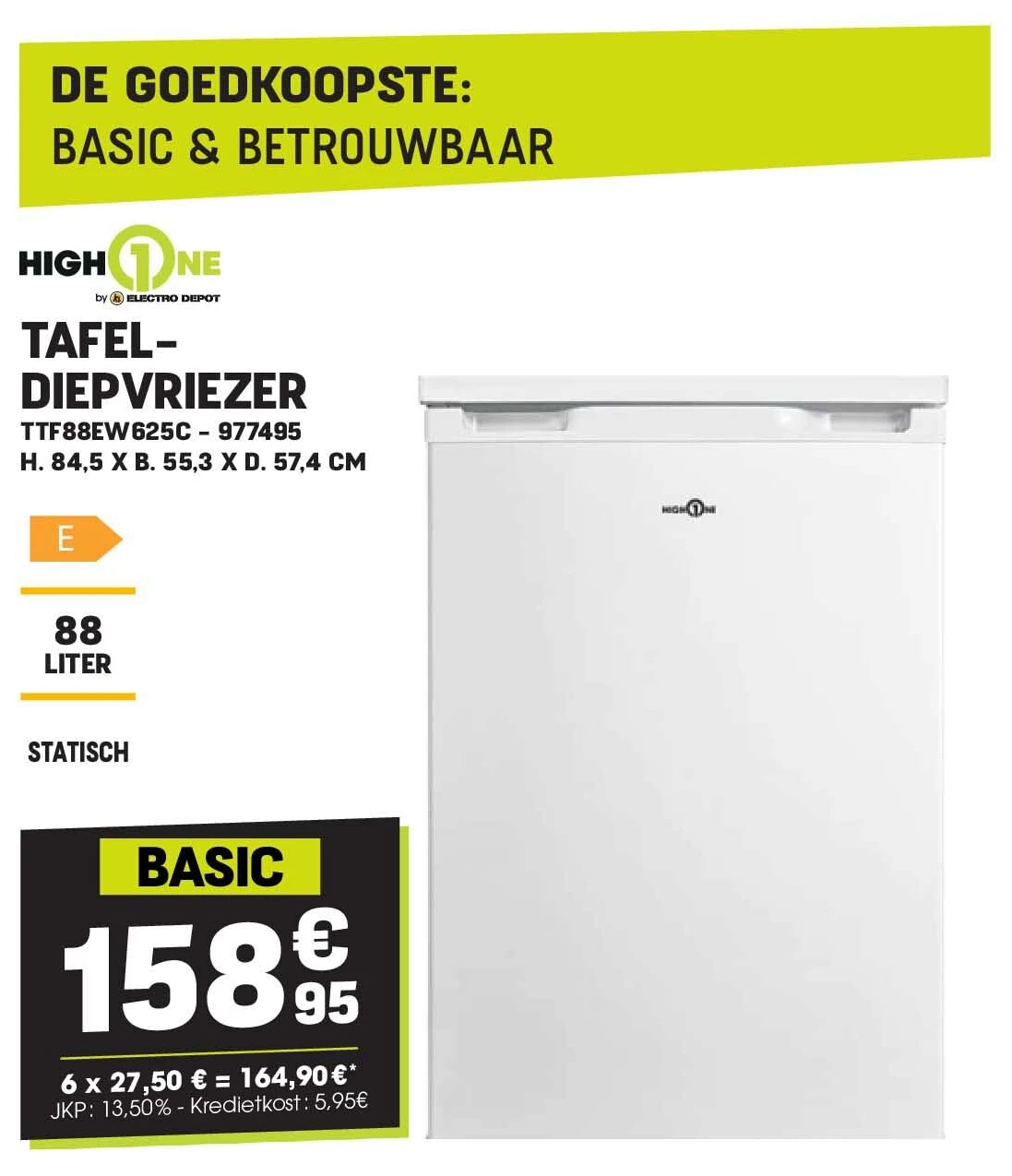 High One TAFELDIEPVRIEZER TTF88EW625C