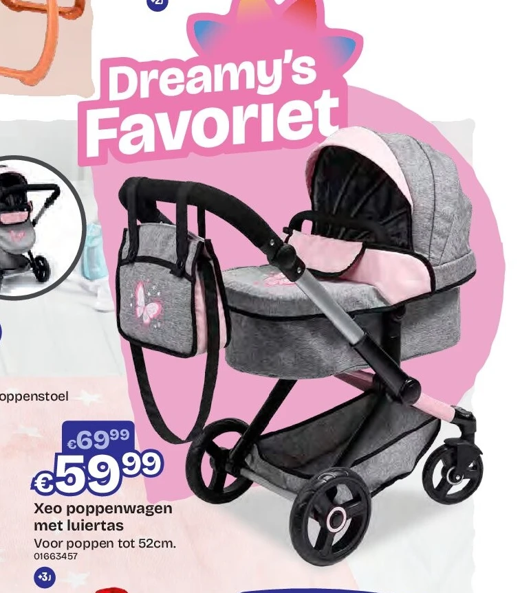 Xeo poppenwagen met luiertas