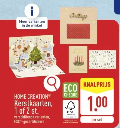 Kerstkaarten, 1 of 2 st.