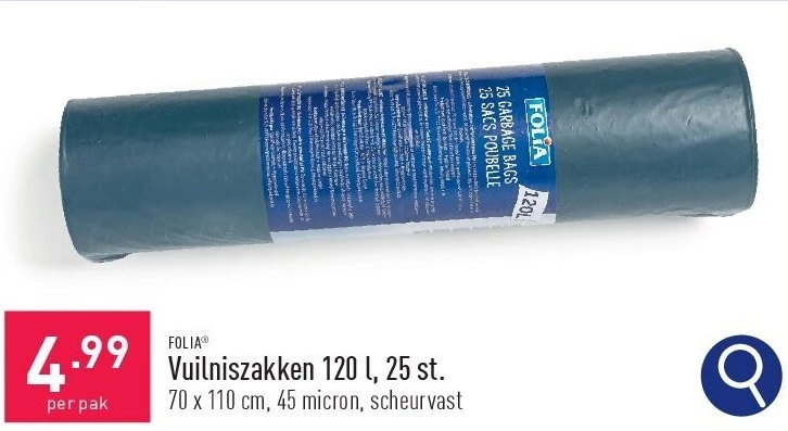 Vuilniszakken 120 l, 25 st.