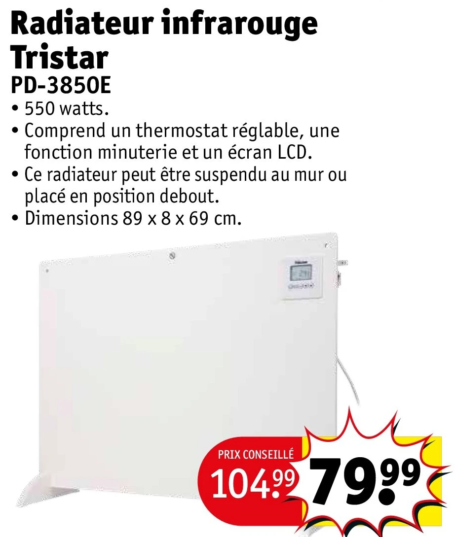 Radiateur infrarouge Tristar PD-3850E