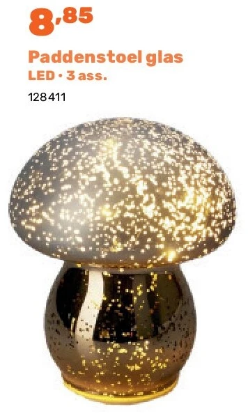 Paddenstoel glas LED • 3 ass.