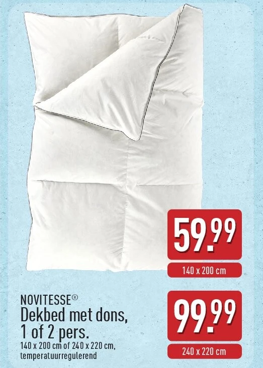 Dekbed met dons, 1 of 2pers.