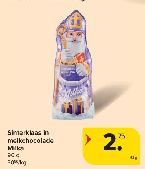 Sinterklaas in melkchocolade Milka