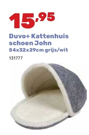Duvo+ Kattenhuis schoen John 54x32x29cm grijs/wit